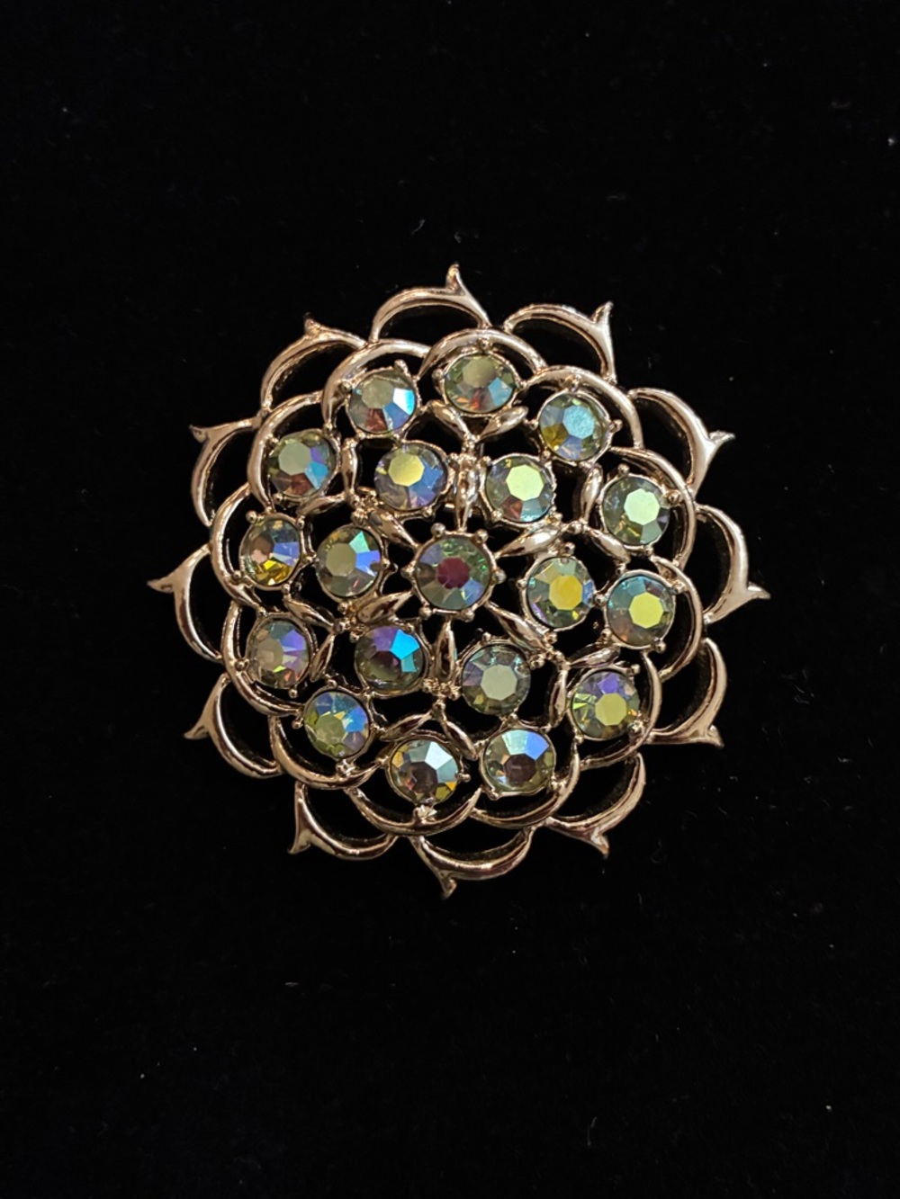 Vintage EUC Sarah Coventry 1960s Brooch / Pendent Aurora Borealis Rhinestones
